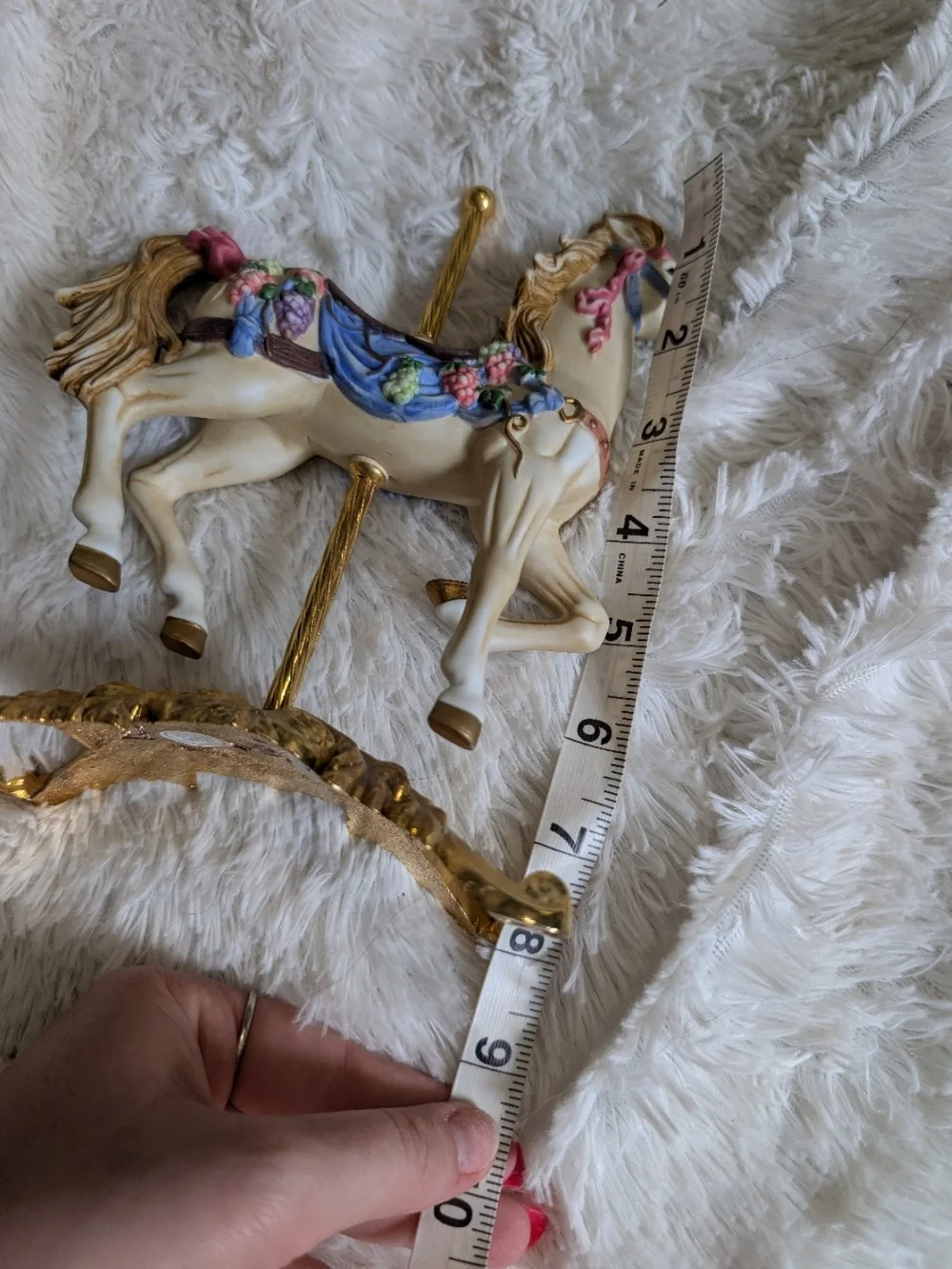 Giftec 1991 Vintage Carousel Horse Figurine Porcelain With Brass Base